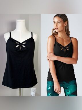 Fabletics Black Petal Cut Out Athletic Tank